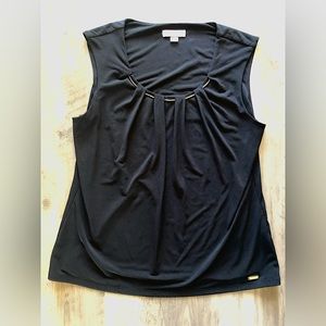 Calvin Klein Sleeveless Blouse  // Black // Gold
